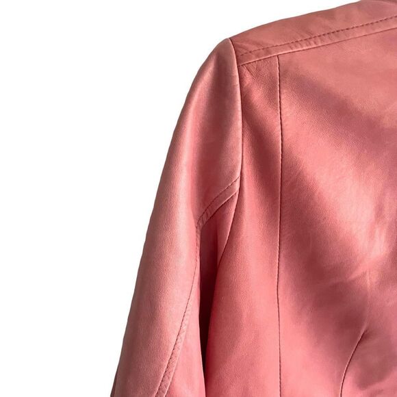 DANIER Leather Moto Biker Jacket Pink XS - Picture 14 of 16